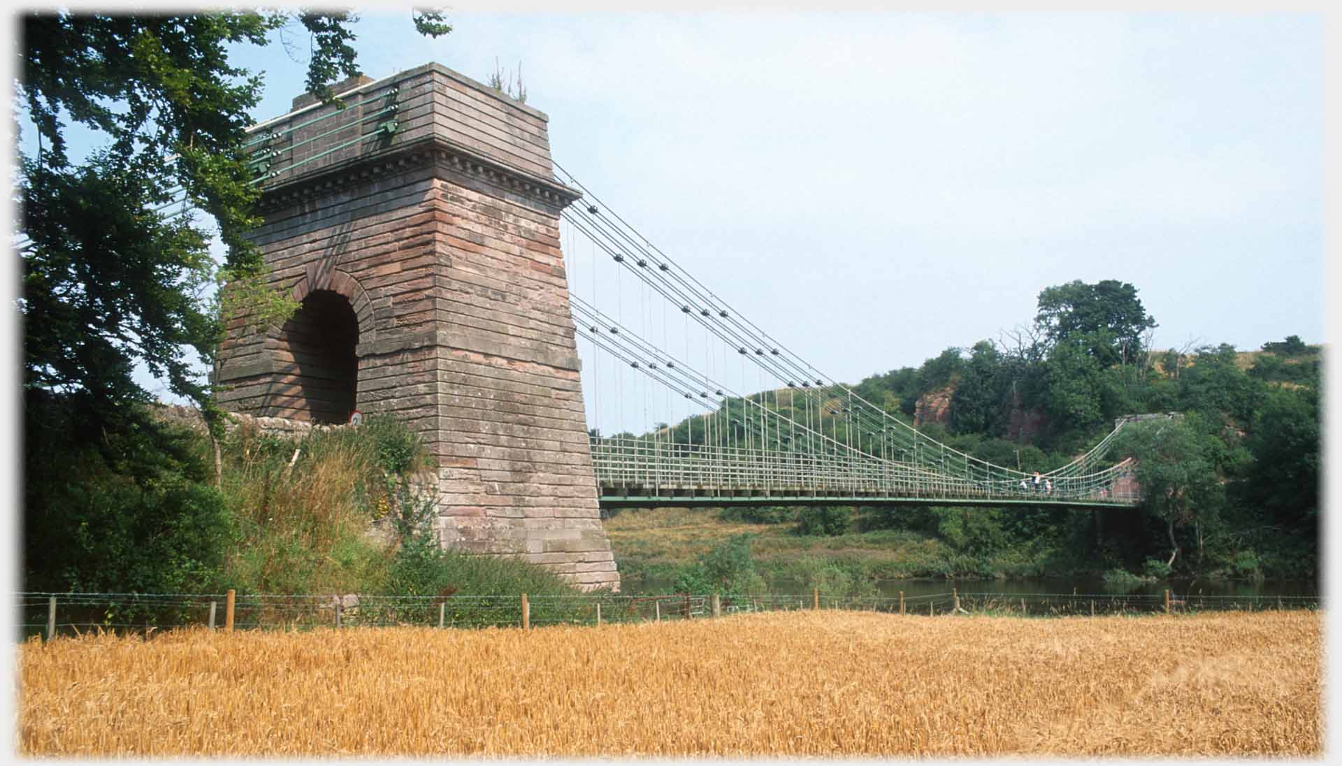 The suspension bridge seen from a neighbouring field.