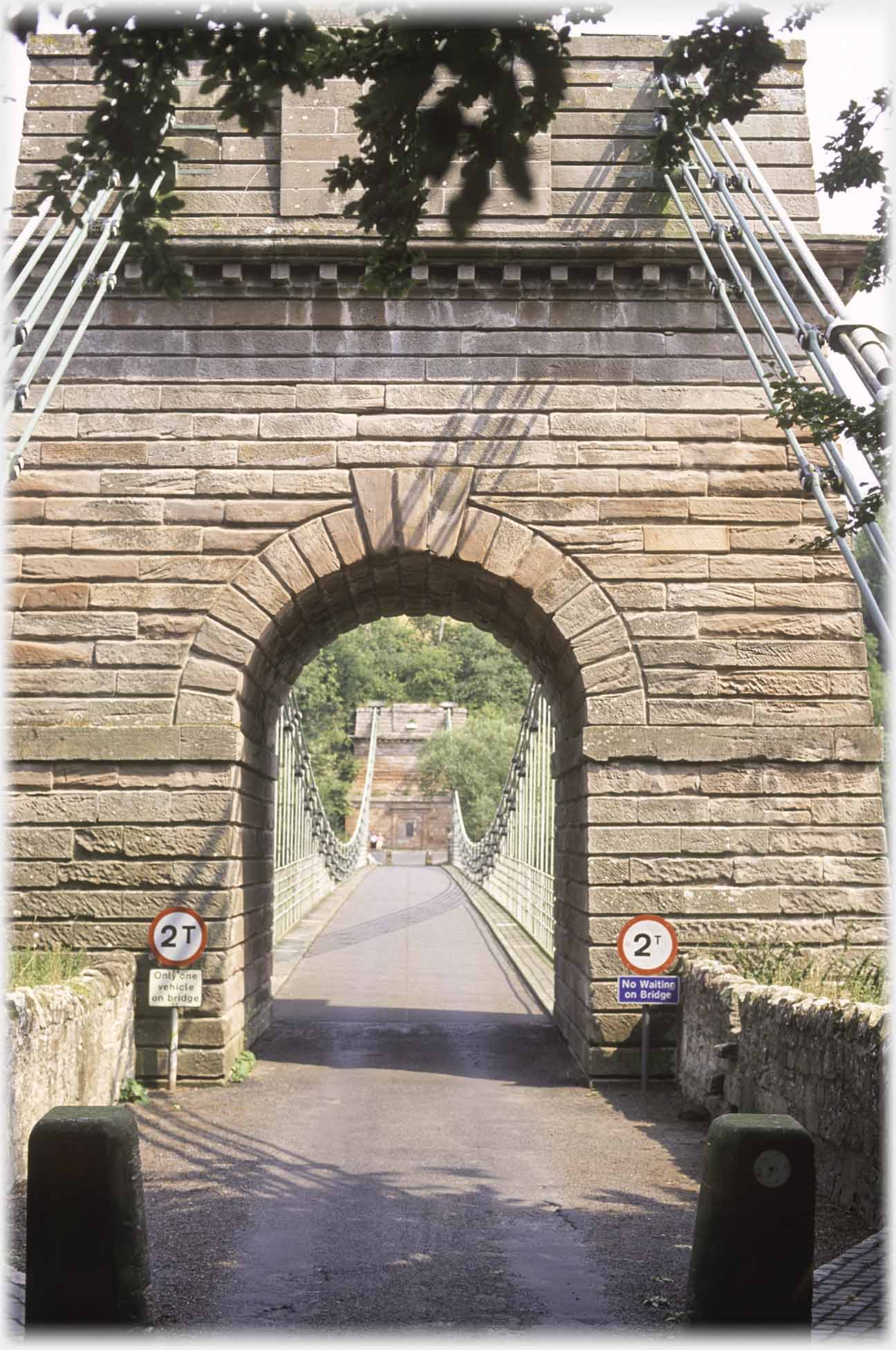 Arch of one pillar of suspension bridge.