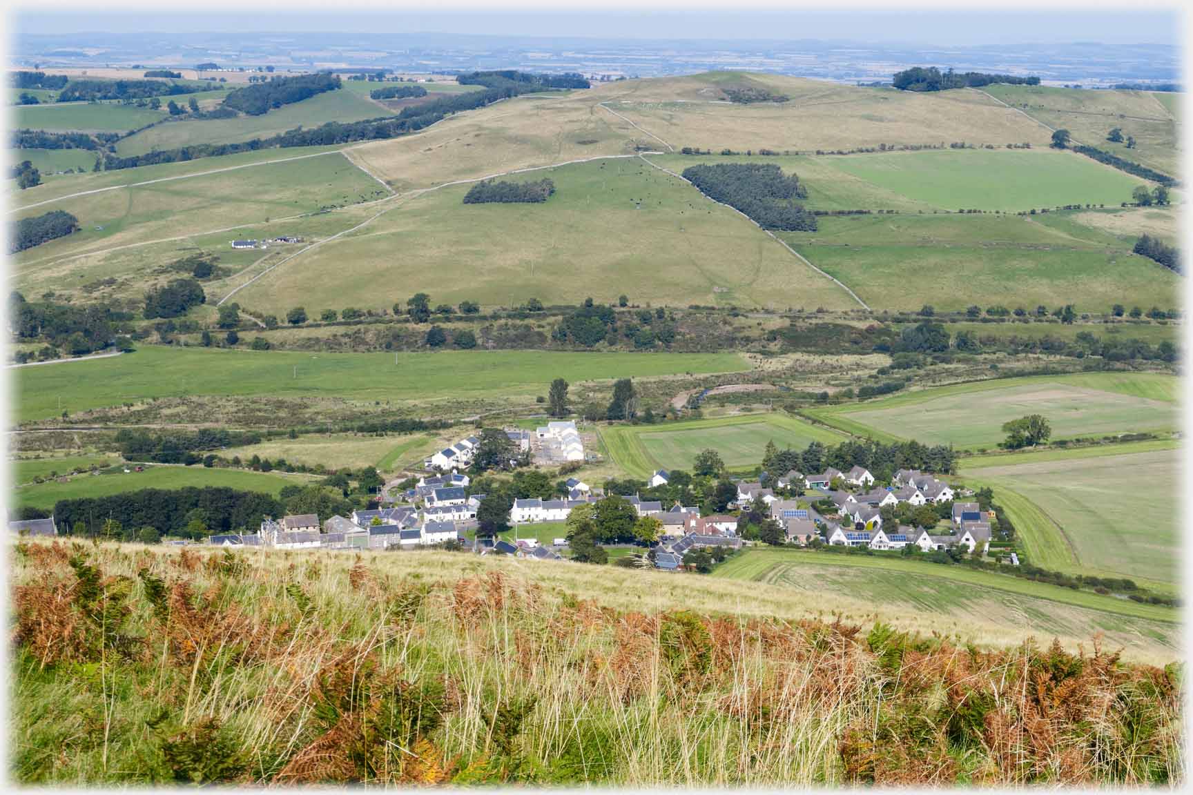 Smaller cluster of houses with fields around.