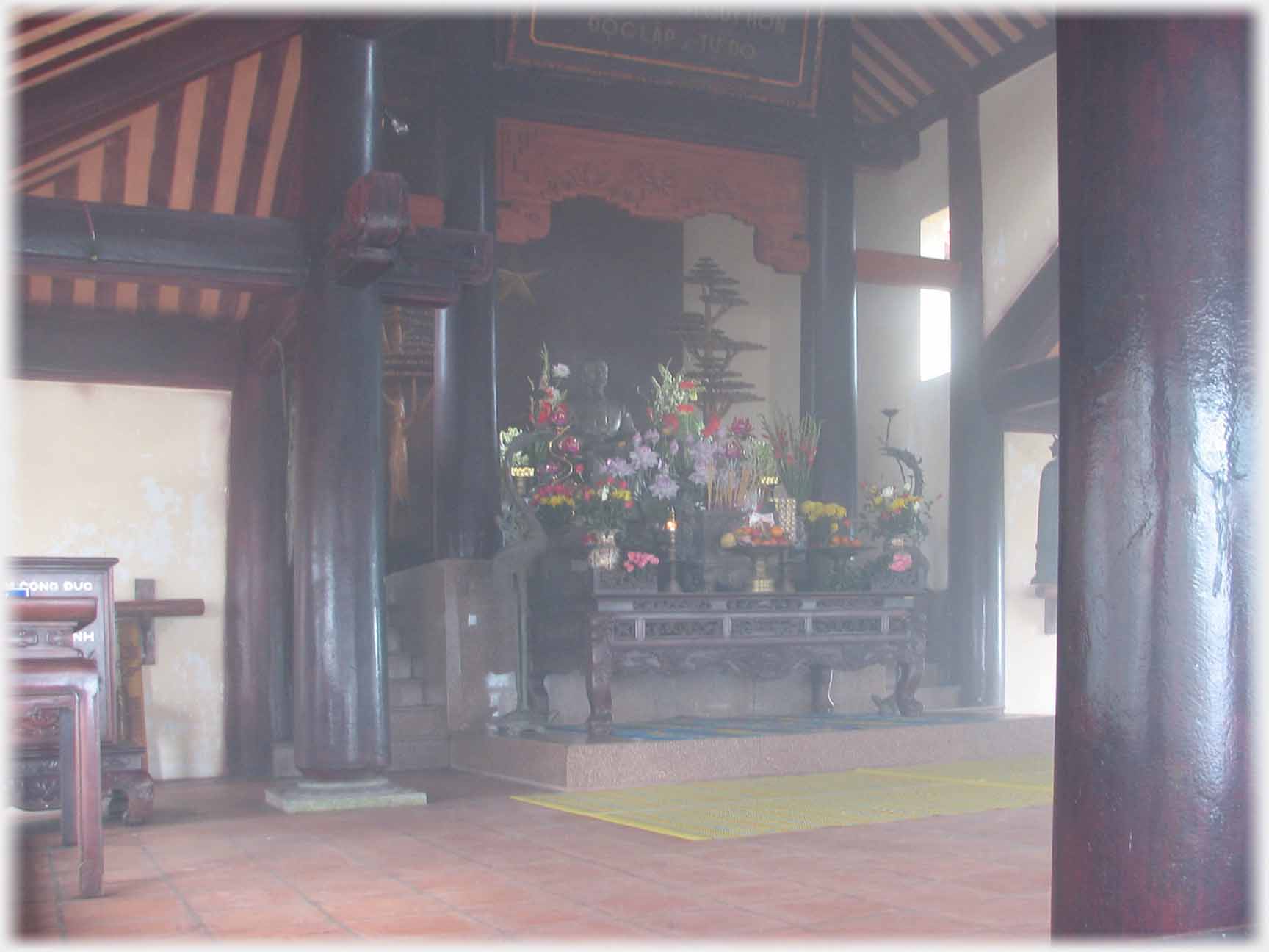 Slightly misty shot of altar in temple.