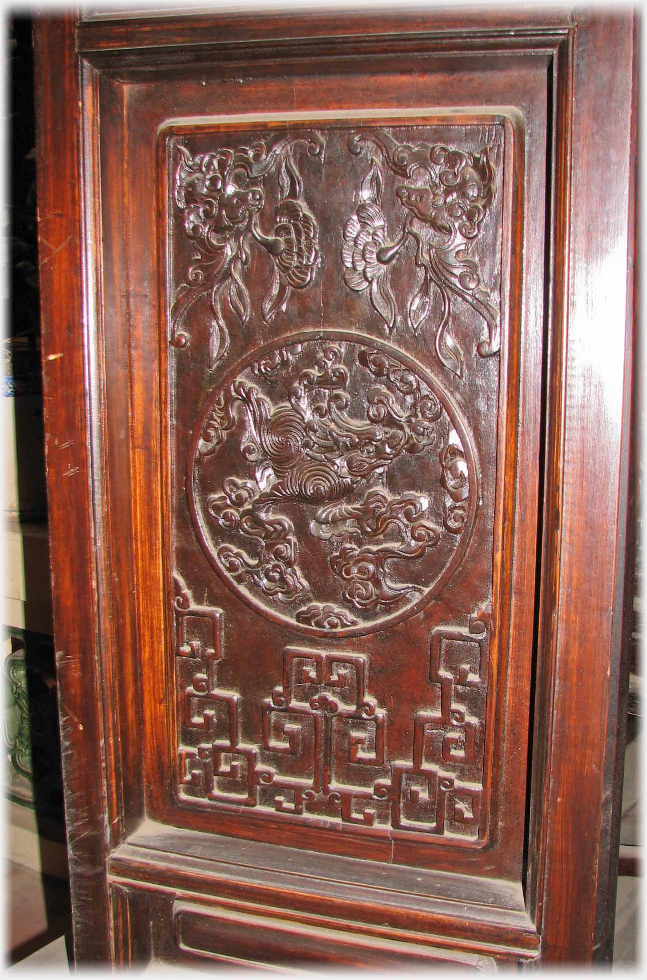 Carving on one of the door panels.