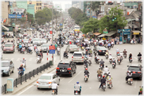 Large intersection with traffic away into the distance.