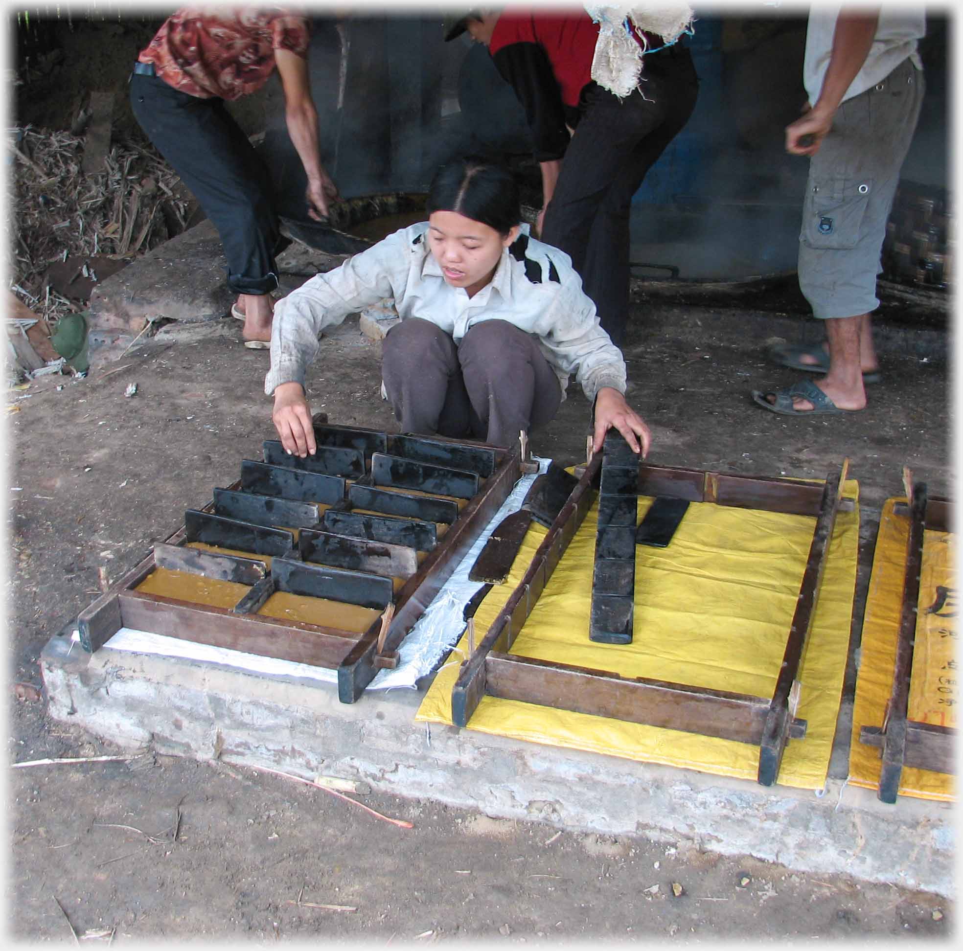 Woman finishing putting in the dividers.